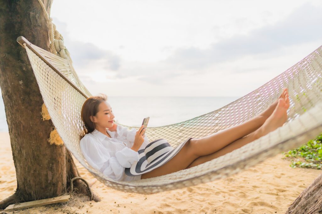 A girl chilling with his phone